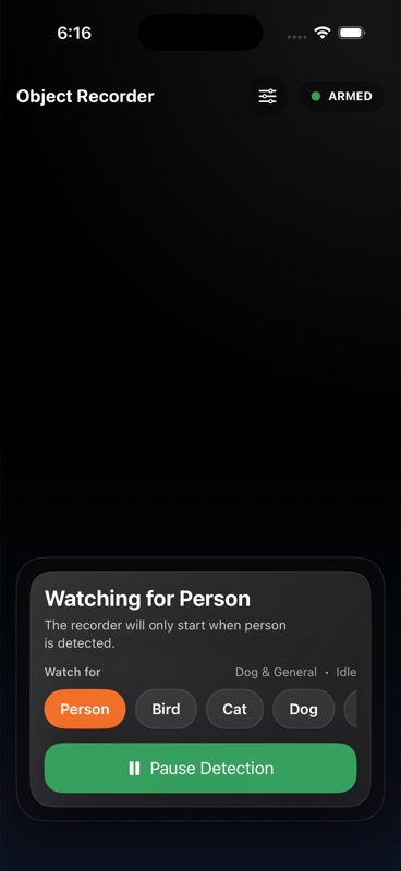 Detective AI Recorder watching for a selected object